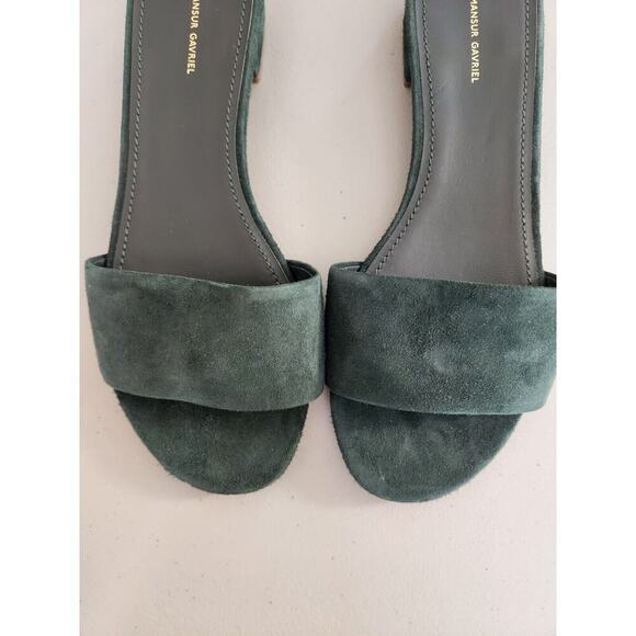 New Mansur Gavriel Suede Flat Slide Sandal Size 36.5 Dark Green - Picture 2 of 8